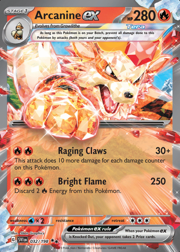 Oryginalna Karta Pokemon Arcanine ex SVI 032